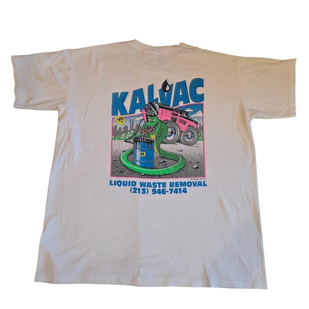 Vintage 1990 Single Stitch Tee XXL Monster Truck Cobra Graphic White‎ USA Made